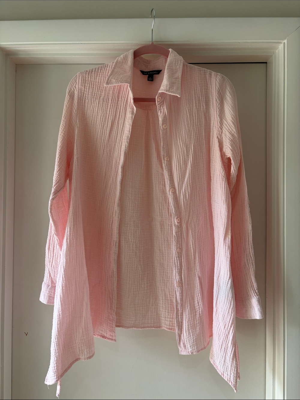 Light Pink Crinkle Button-Up Shirt